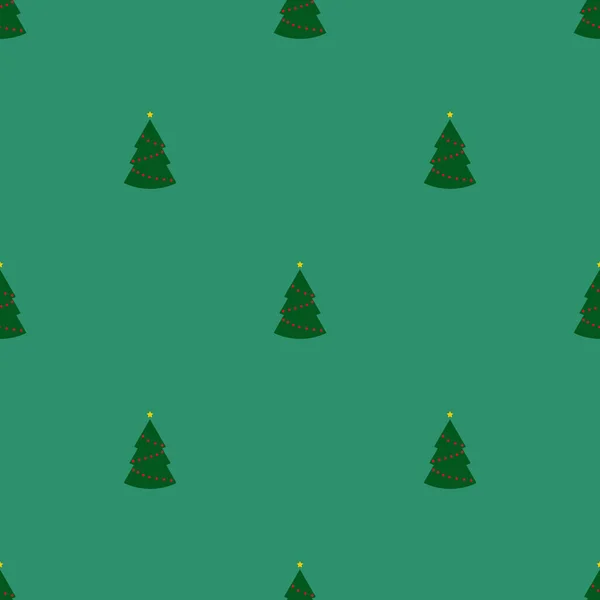 緑の背景にライトと緑のクリスマスツリーとシームレスなパターン 抽象的な壁紙 ラッピング装飾 メリークリスマス 新年明けましておめでとう — ストック写真