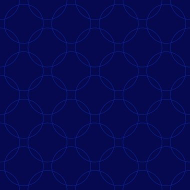 Kusursuz soyut kesişen ve tekrar eden modern mavi daireler.