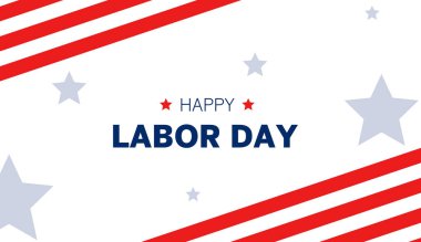 ABD Bayrak Sınır ve Yıldızları ile ABD İşçi Bayramı tebrik kartı ABD ulusal bayrak renkleri ve metin Mutlu Çalışma Günü.