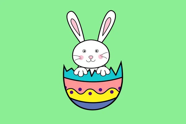 Szczęśliwego Wielkanocnego Ilustracji Tła Pisanki Króliki Siedzą Pękniętej Skorupce Jajka — Zdjęcie stockowe