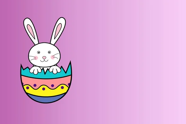 Joyeux Fond Illustration Jour Pâques Oeufs Pâques Lapin Sont Assis — Photo