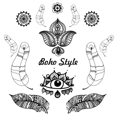 Boho öğeleri kümesi