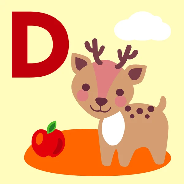 D Letter Deer — Stock Vector