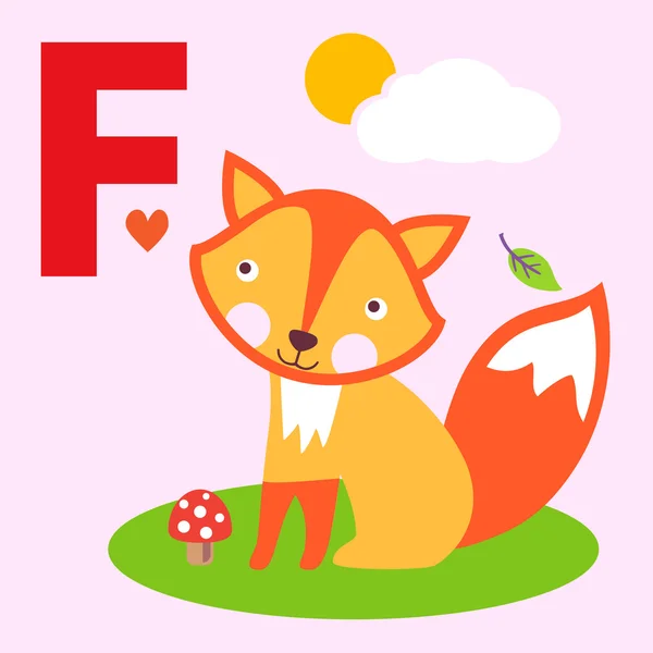 F-Letter Fox — Stock Vector