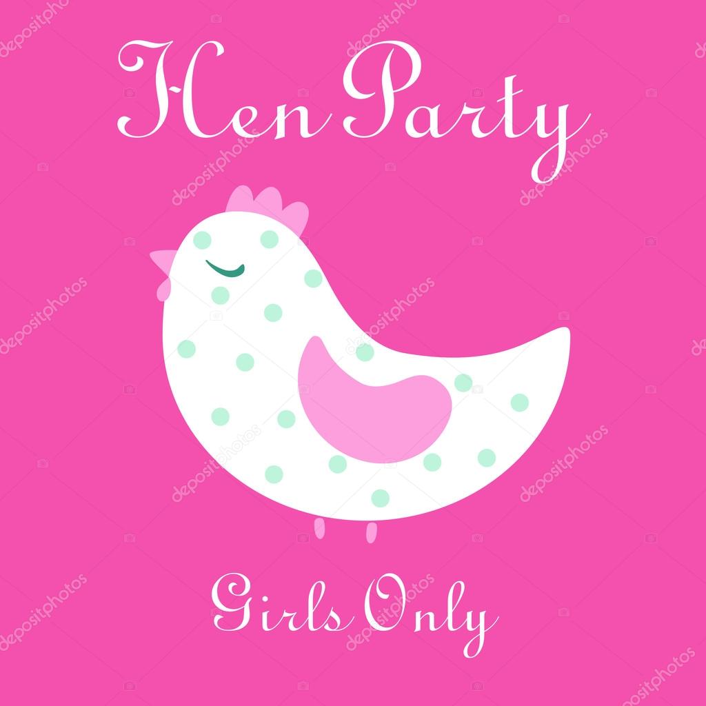 Hen party concept with chicken silhouette and text. Vector illustration