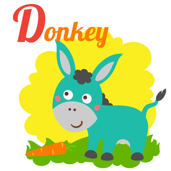 Donkey Letter Cute — Stock Vector