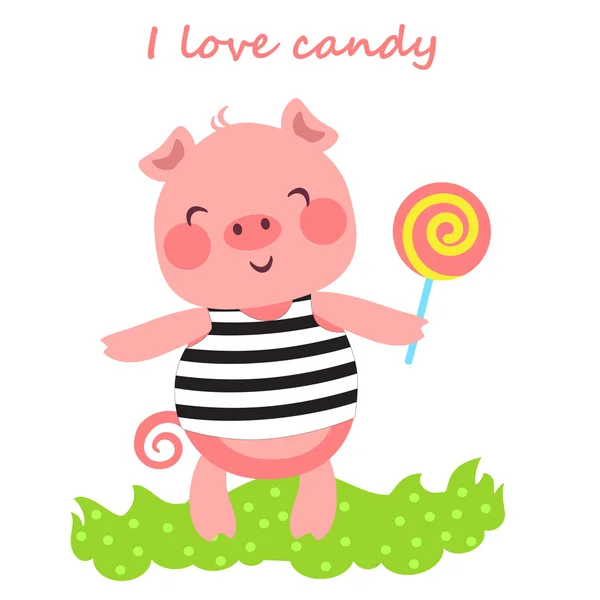 Candy Pig Cute — Stock Vector