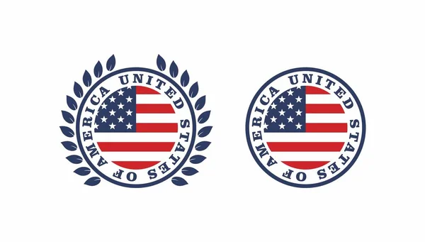 Farbige Illustrationen Amerikanische Flagge Lorbeerkranz Text Auf Weißem Hintergrund Vektorillustration — Stockvektor