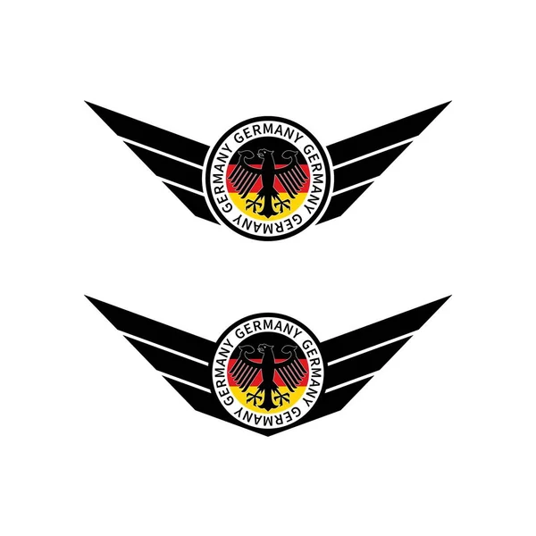 Σύνολο Έγχρωμων Εικονογραφήσεων Αετού Φτερών Σημαίας Και Κειμένου Λευκό Φόντο — Διανυσματικό Αρχείο