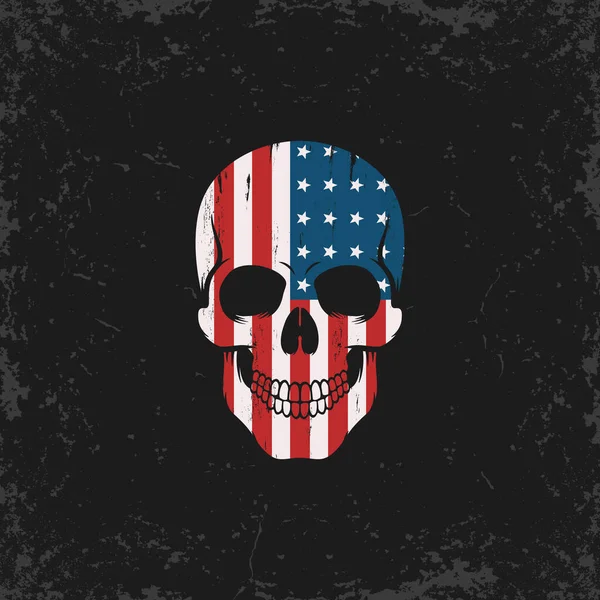 Ilustración Coloreada Cráneo Bandera Sobre Fondo Con Una Textura Grunge — Vector de stock