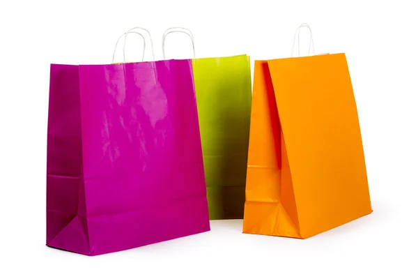 Colourful paper shopping bags isolated on white Stock Picture