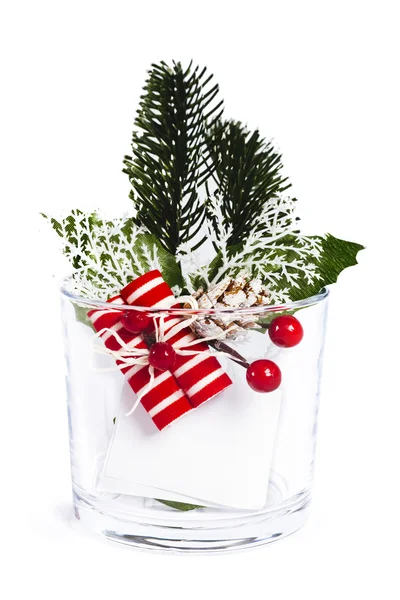 Christmas decoration on glass with white background — Stock Photo, Image