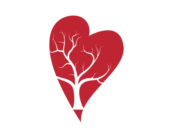 Árbol Amor Con Ilustración Vector Hojas Corazón — Vector de stock