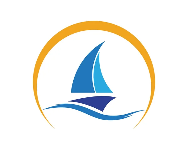 Oceano Cruzeiro Silhueta Navio Logotipo Linear Simples — Vetor de Stock