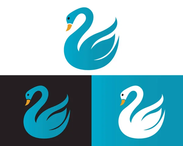 Logo Del Cigno Illustrazione Design Modello — Vettoriale Stock