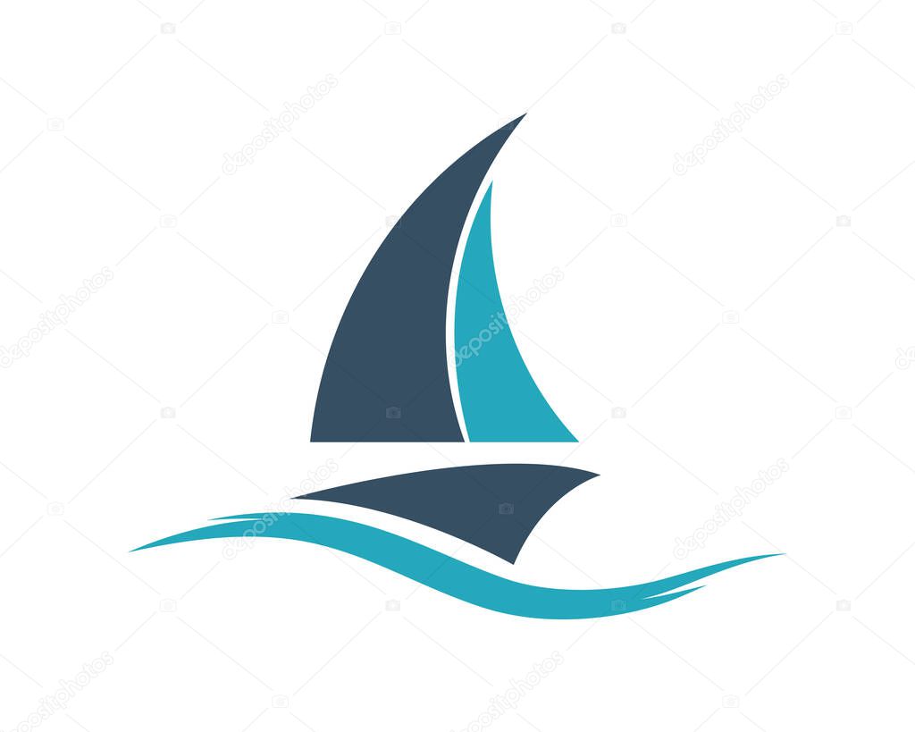 Ocean cruise liner ship silhouette simple linear logo