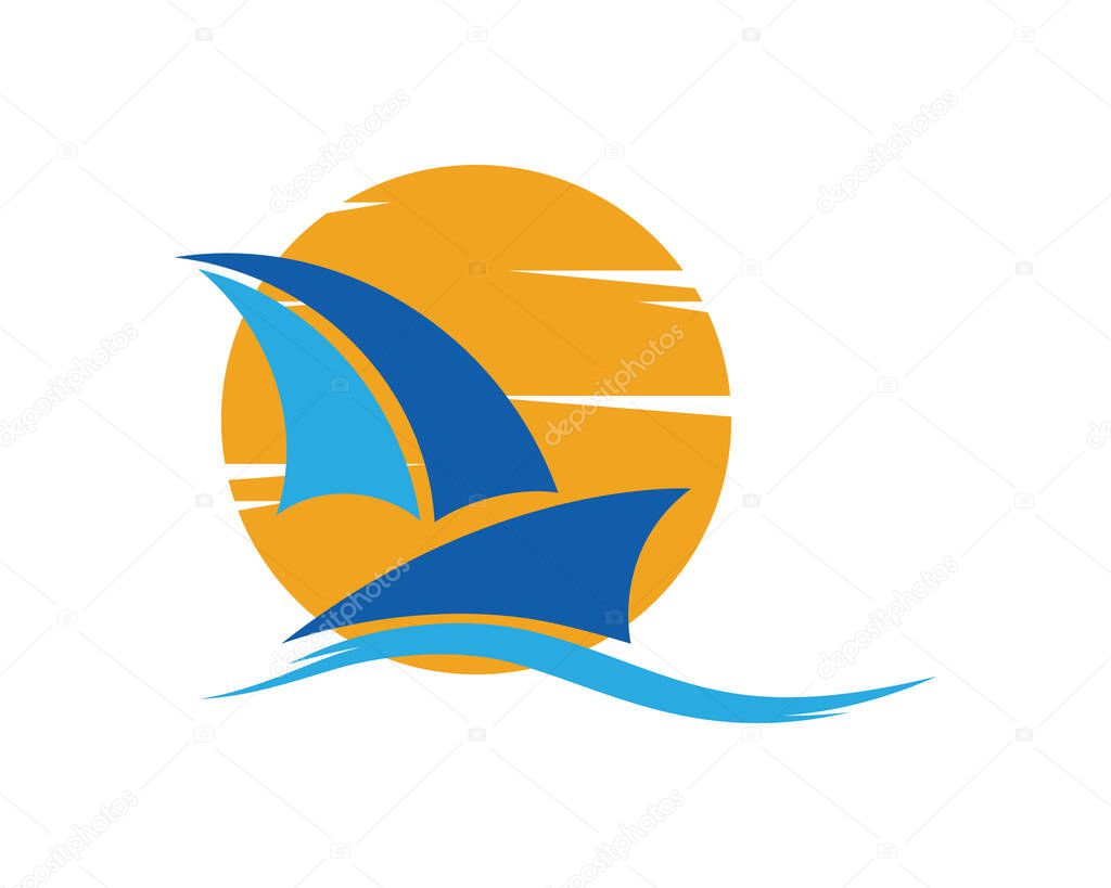 Ocean cruise liner ship silhouette simple linear logo