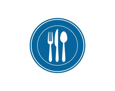 kaşık ve çatal logo şablonu çizimi