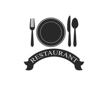 kaşık ve çatal logo şablonu çizimi