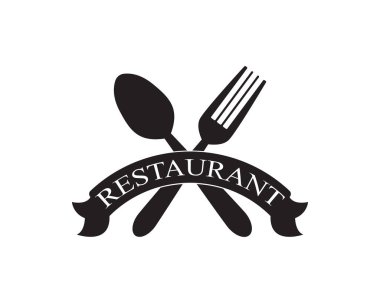 kaşık ve çatal logo şablonu çizimi