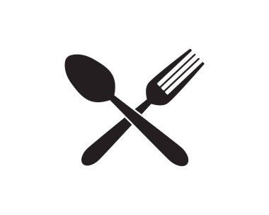 kaşık ve çatal logo şablonu çizimi
