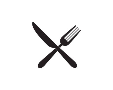 kaşık ve çatal logo şablonu çizimi