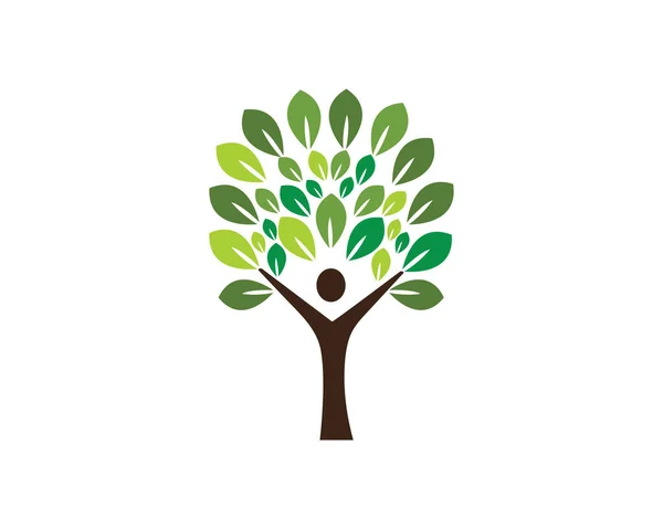 Plantilla Logotipo Gente Verde Del Árbol Ilustración — Vector de stock