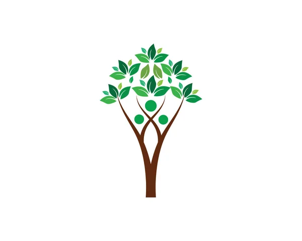 Illustrazione Del Modello Logo Albero Verde Persone — Vettoriale Stock