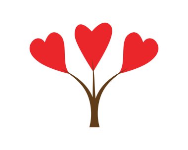 Kalbi olan aşk ağacı vektör illüstrasyonunu bırakır