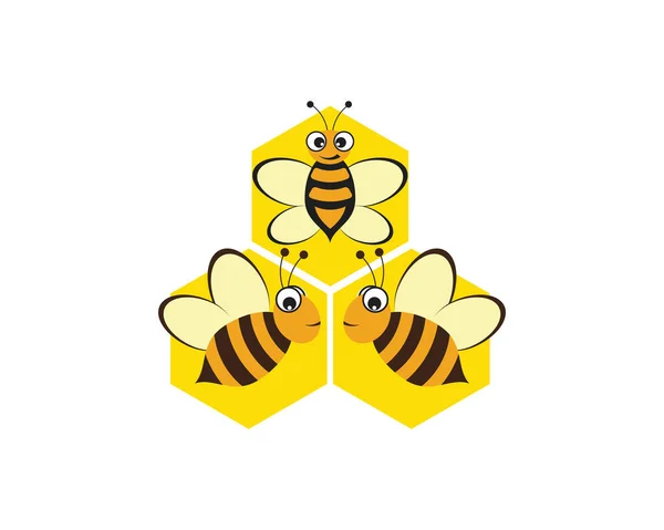 Bee Logo Template Vector Icon Illustration Design — Stock Vector