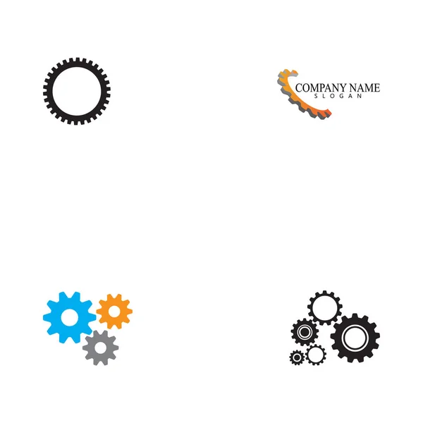 Set Gear Logo Template Vector Icon Illustration Design — Stock Vector