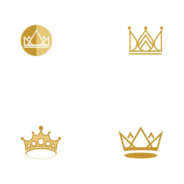 Set Crown Logo Template Vector Icon Illustration Design — Stock Vector