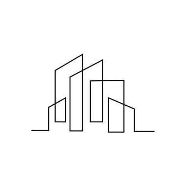 Modern City silueti. Şehir silueti. Düz tasarımda vektör illüstrasyonu