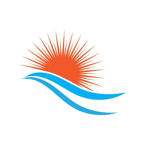 Sun Wave Logo Plantilla Vector Símbolo Naturaleza — Vector de stock