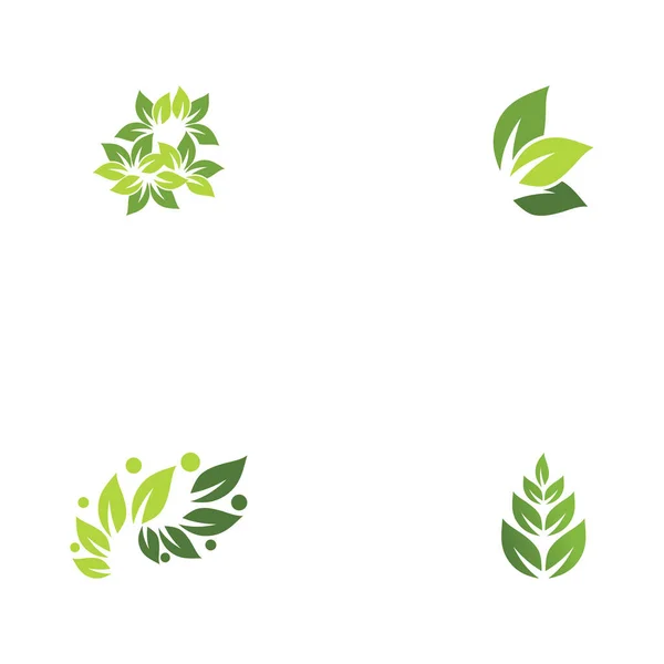 Set Feuille Écologie Logo Modèle Vectoriel Symbole Nature — Image vectorielle