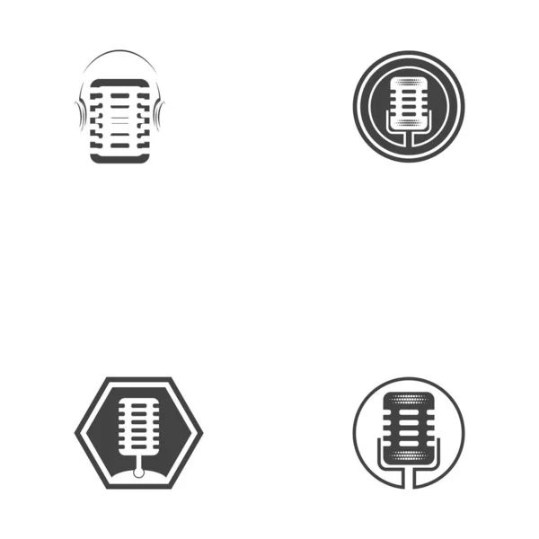 Set Podcast Vector Ikon Design Illusztráció Sablon — Stock Vector