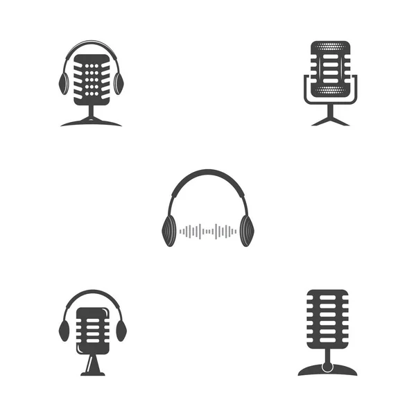 Set Podcast Vector Ikon Design Illusztráció Sablon — Stock Vector