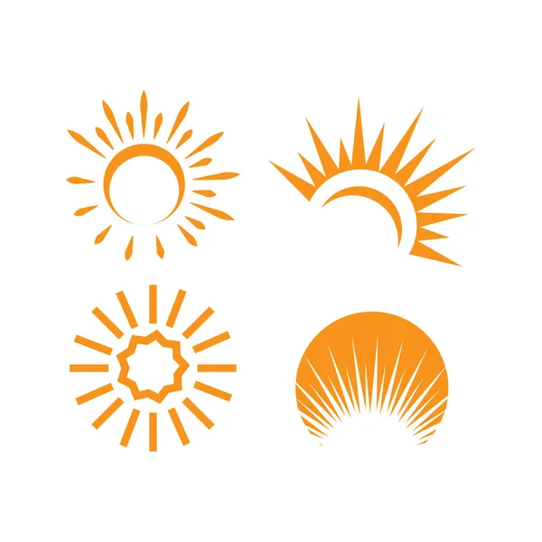 Set Sun Logo Modèle Vectoriel Symbole Nature — Image vectorielle