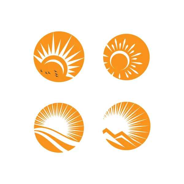 Set Sun Logo Modèle Vectoriel Symbole Nature — Image vectorielle