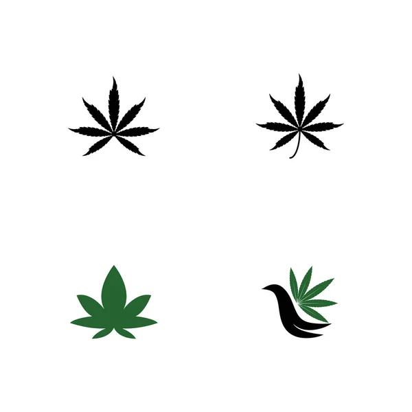 Ensemble Vectoriel Modèle Logo Cannabis — Image vectorielle