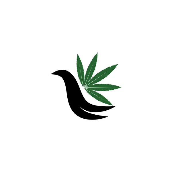 Cannabis Leaf Illustration Green Icon — Stock Vector