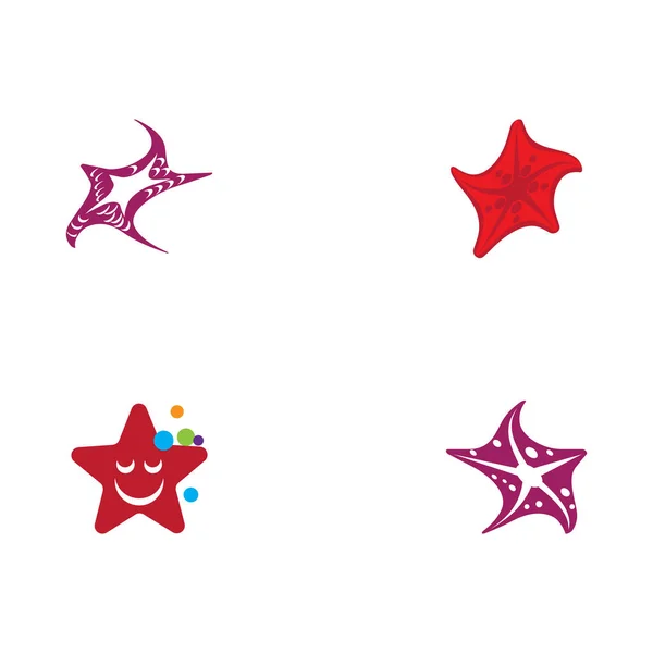 Set Star Fish Logo Template Vector Pictogram Illustratie Ontwerp — Stockvector
