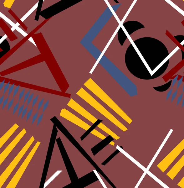 Med Håndtegnet Sømløst Abstrakt Farverigt Geometrisk Mønster – Stock-vektor