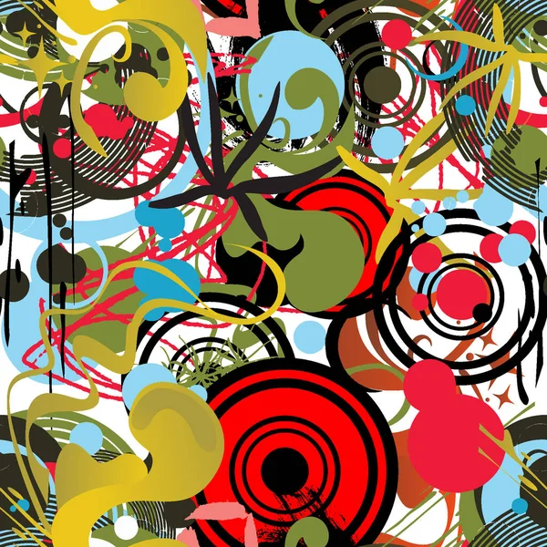 Avec Dessin Main Motif Géométrique Abstrait Coloré Sans Couture — Image vectorielle