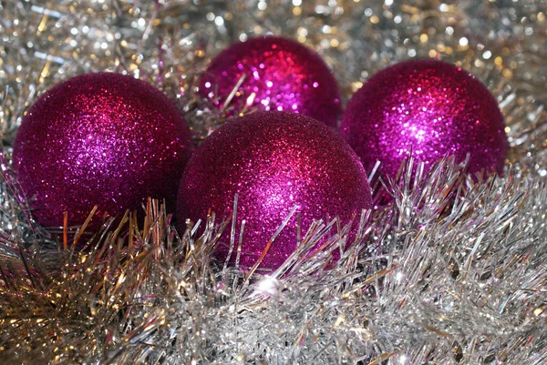 Boules Noël Sur Sapin Fond Noël — Photo