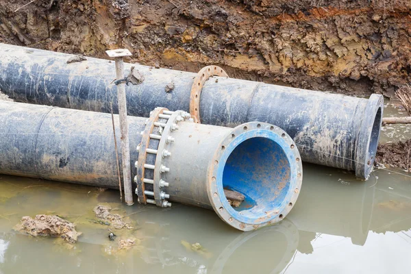 Sewer pipe installation — Stock Photo, Image