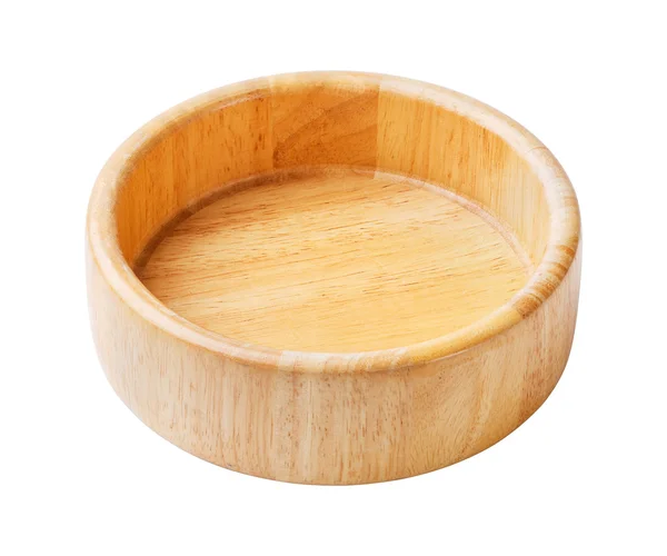 Wooden bowl isolated on white — Stock Photo, Image