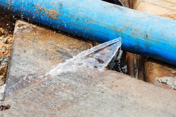 Water leaking on pvc discharge hose — Stock Photo, Image