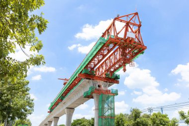 sky train elevated railway, infrastructure in city for mass transportation, under construction