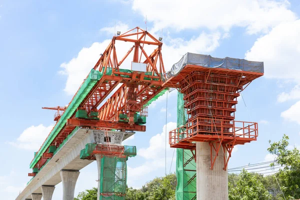 Sky Train Elevated Railway Infrastructure City Mass Transportation Construction — Stok fotoğraf
